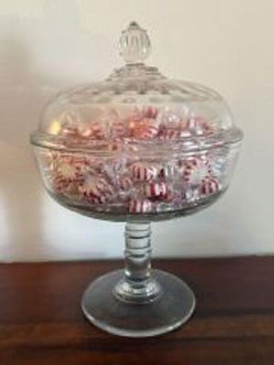 Footed Glass Candy Dish with Lid - 7.5"x11.5"