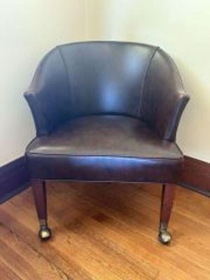 Mid-Century Barrel Back Club Chair with Decorative Studding on Casters - 24"x31"