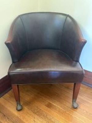 Mid-Century Barrel Back Club Chair with Decorative Studding on Casters - 24"x31"