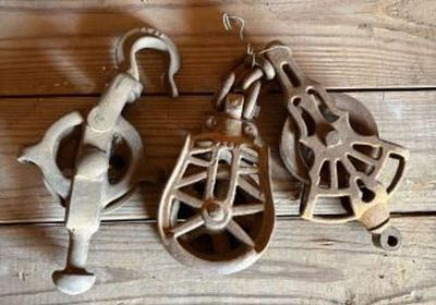 Trio (3) of Antique Pulleys - 9"