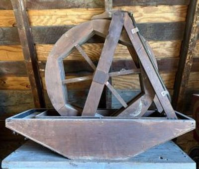 Free Standing Wooden Water Wheel Fountain - 36"x31"x15"