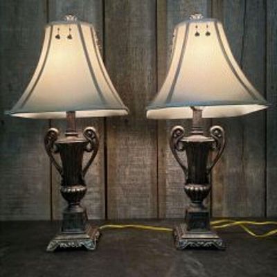 Regency Bronze-Crackle Urn Table Lamps 12"X25"