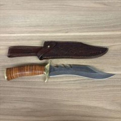 Custom Handmade Kukri Style Fixed Blade Knife With Wood/Brass Decoration And Leather Sheath 13"