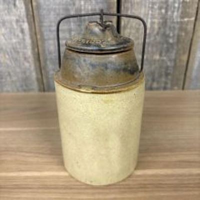 Two Tone "The Weir" Stoneware Canning Jar 4"X8"