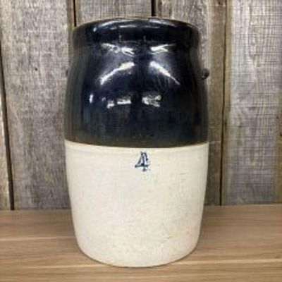 Salt-Glazed Stoneware Crock - Cobalt #4 9"X16"