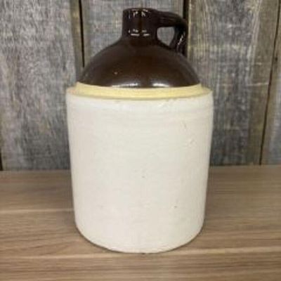 Two Tone Stoneware Pottery Crock Jug 7"X11"