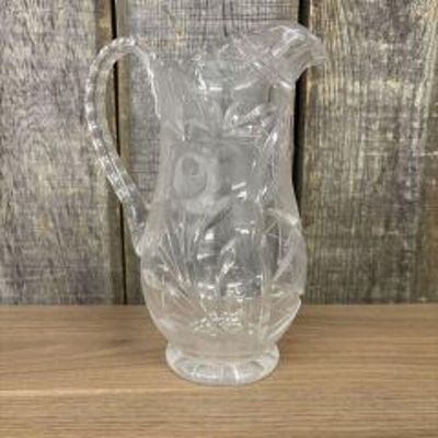 Crystal Cut Glass Style Pitcher 7"X10"