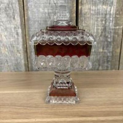 Ruby Red To Clear Wedding Compote Candy Dish 4.5"X8"