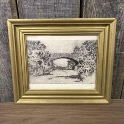 The Melan Arch Bridge In Eden Park - Cincinnati. By Caroline Williams. In Golden Wooden Frame 