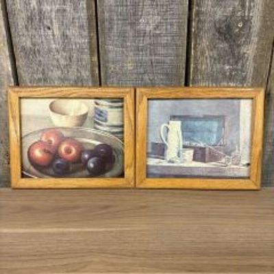 Still Life With Plums In Pewter Dish - Henk Bos. And Still Life With Pipe - Jean-Baptiste 