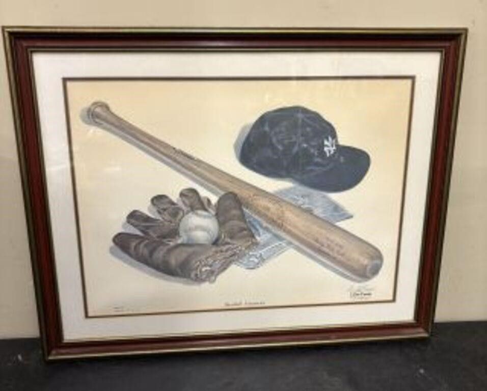 Lot 512: Framed, Limited-Edition Art Print Titled "Baseball Memories" by...