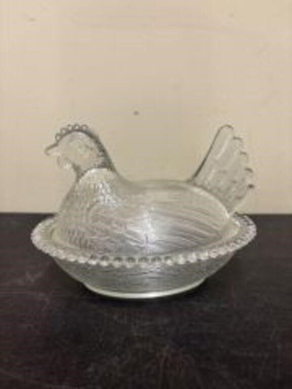 Lot 532: Indiana Glass Hen On Nest Covered Candy Dish...