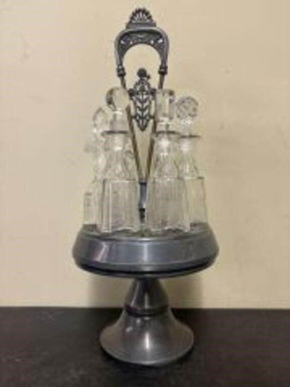 Lot 545: Antique Victorian Era Silver Plated Condiment Cruet Set...
