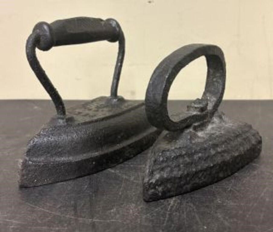 Lot 559: Pair Of Cast Iron Sad Irons - Flat...