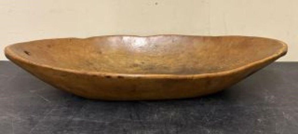 Lot 572: Antique Or Vintage Hand Carved Wood Dough Bowl...