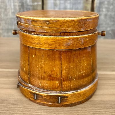Primitive Copper Lined Wooden Firkin, also commonly known as a Sugar Bucket - 5"X5"