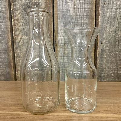 Bird's Jersey Dairy Bottle With Monogrammed Style Decanter - 4"x 10"
