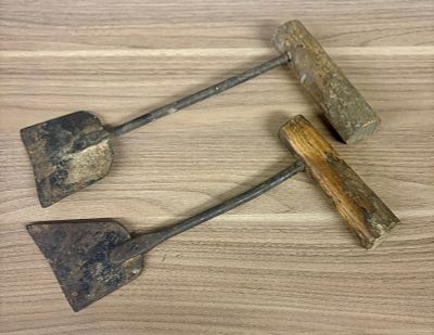 Pair Of Antique Tobacco Leaf Cutter Stalk Splitter Knives 5"X12"