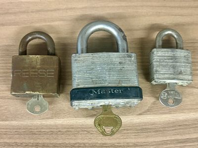 Trio Of Master And Reese Locks and Keys - 3x4"