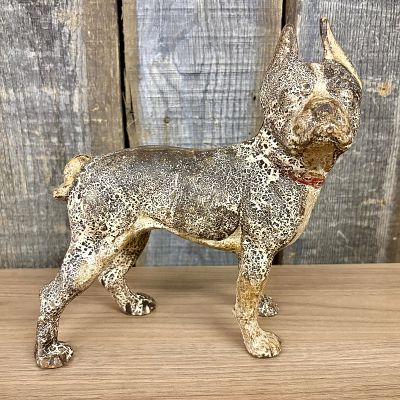 Antique Cast Iron Boston Terrier Dog Doorstop - 10"x4'x10"