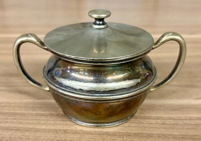 Vintage L&N Railroad Silver Soldered 345 8 oz Lidded Sugar Bowl by Reed & Barton - 5"x3"x4". Vint 