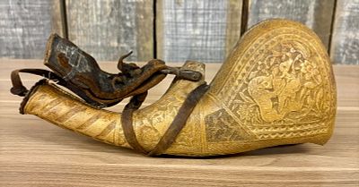 Antique Persian Powder Horn, possibly dating from the 18th or 19th century during the Qajar 