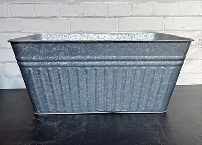 Galvanized Metal Planter - Tub With Handles 15"X22"X10"