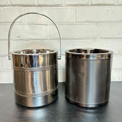 Pair Of Stainless Steel Style Ice Buckets 6"X6"X7"