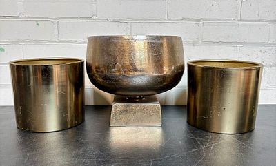 Lot Of Brass - Metal Ice Buckets - Centerpiece 8"X8"X9"