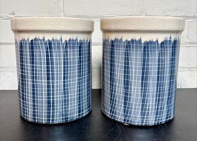Pair Of Melrose Stoneware Terracotta Crock 6"X7"