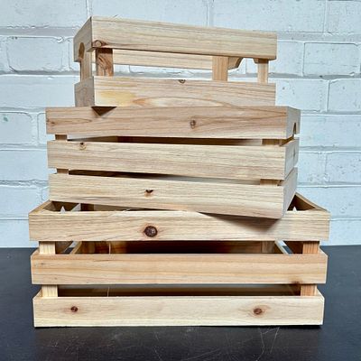 3 Natural Wood Nesting Crates 10"X14"X6"