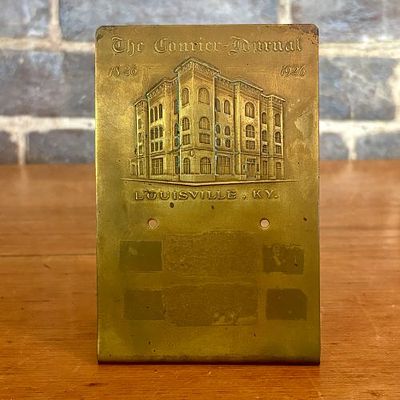 1926 Courier-Journal Centennial Brass Calendar Stand by Whitehead and Hoag Co. - 3.5"x5.5". A 