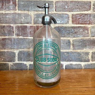 Vintage John G. Epping Club Soda Seltzer Bottle 4"X12". This vintage soda siphon, or seltzer 