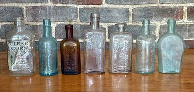 Collection of Antique and Vintage Kentucky Whiskey and Medicinal Glass Bottles 2.5"X7". This 