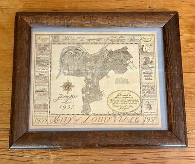 Berg, Carl. Flood Map: City of Louisville 1933-1937. City of Louisville, 1937. 14.5"X12". This 