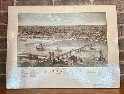1973 Reproduction Lithograph Bird's Eye View of Louisville, Kentucky 1876 18"X23". This is a 