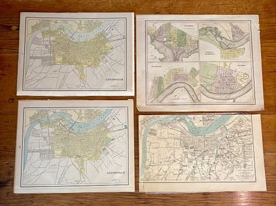 T.G. Bradford & Julius Bien & Co. 19th C. Hand-Colored Maps of Louisville, Kentucky & Other Cities. 
