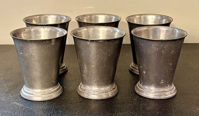 Set of Six American Pewter Mint Julep Beakers by Flagg & Homan 2.5"X3". This set of six 