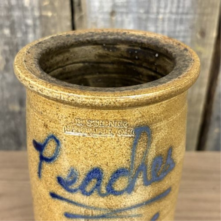 Bill Stebner Hartville Ohio Salt-Glazed Stoneware Peaches Jar