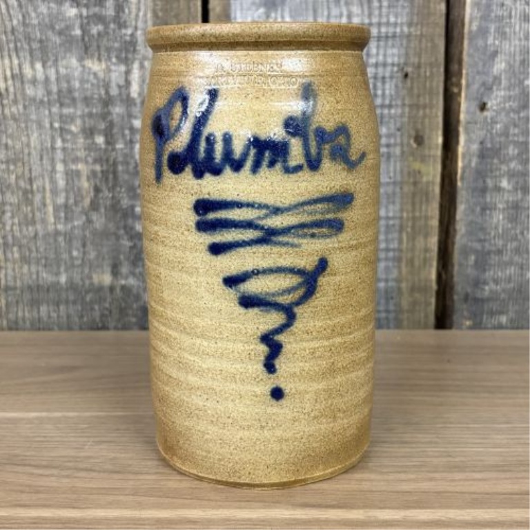 B. Stebner Hartville Ohio Salt-Glaze Stoneware Plumbs Jar