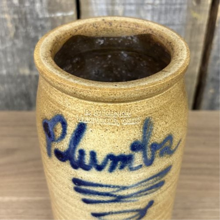B. Stebner Hartville Ohio Salt-Glaze Stoneware Plumbs Jar