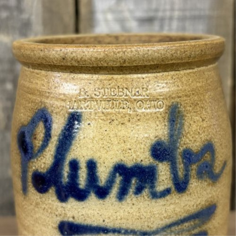 B. Stebner Hartville Ohio Salt-Glaze Stoneware Plumbs Jar