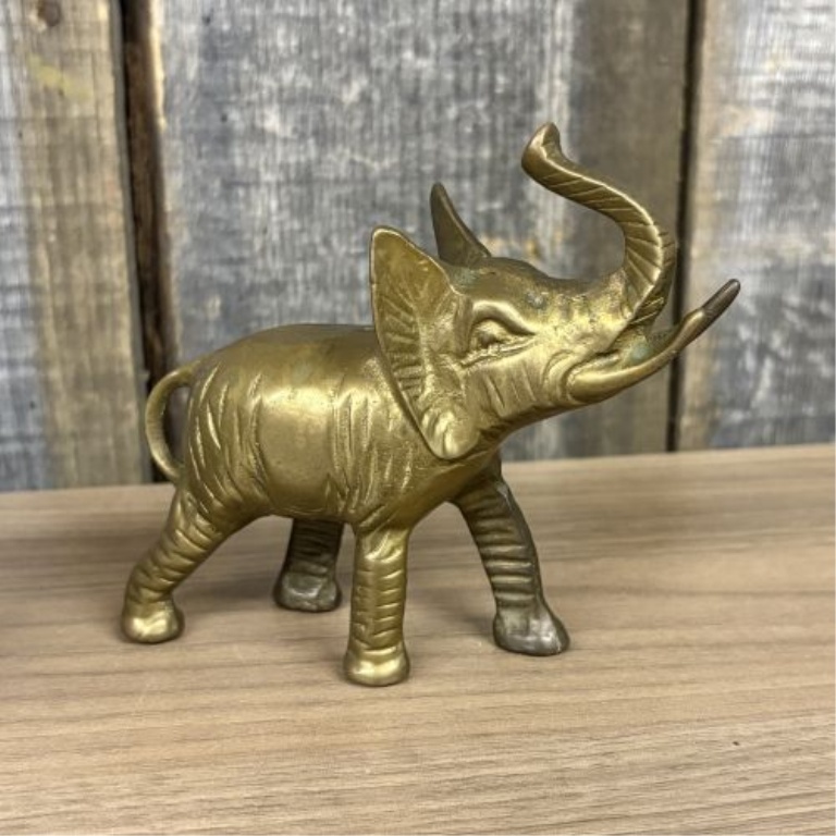 A Trio of Vintage - Vintage Style Metal Elephant Figurines Including a Cast Iron Coin Bank