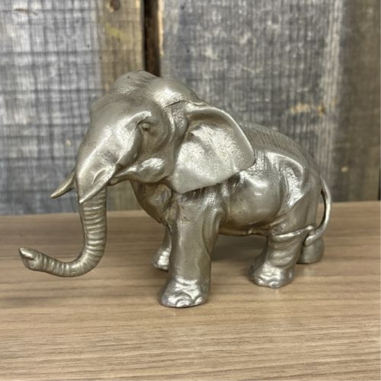 A Trio of Vintage - Vintage Style Metal Elephant Figurines Including a Cast Iron Coin Bank