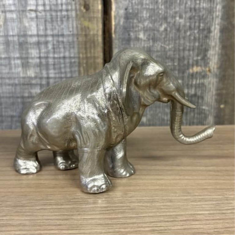 A Trio of Vintage - Vintage Style Metal Elephant Figurines Including a Cast Iron Coin Bank