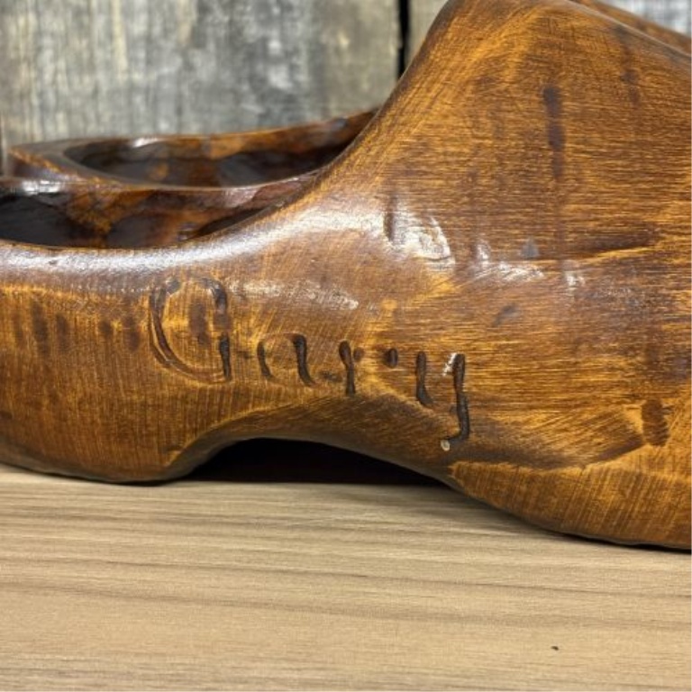 A Pair of Vintage Hand-Carved and Stained Wooden Clogs
