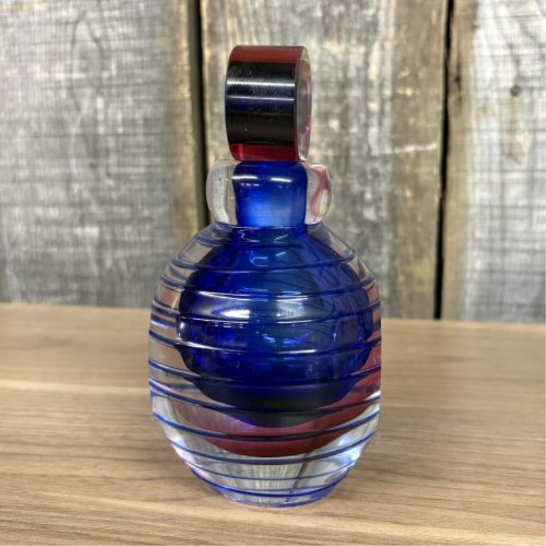 A Pair of Contemporary Sommerso Style Faceted Art Glass Perfume Bottles