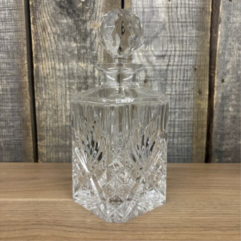 Bohemia Crystal Hand Cut Lead Crystal Square Spirit Decanter with Faceted Stopper
