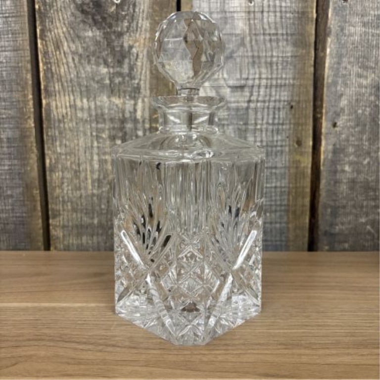 Bohemia Crystal Hand Cut Lead Crystal Square Spirit Decanter with Faceted Stopper