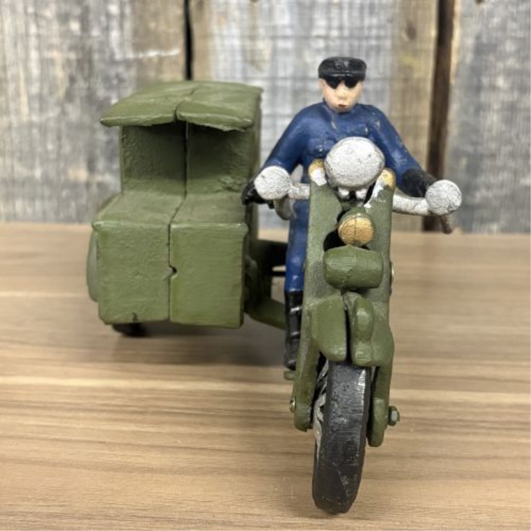 Motorcycle with US Parcel Post Sidecar and Rider